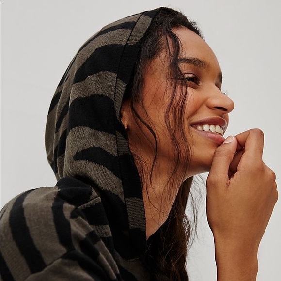 Anthropologie Kasia Knit Hoodie Zebra Print - Picture 3 of 4